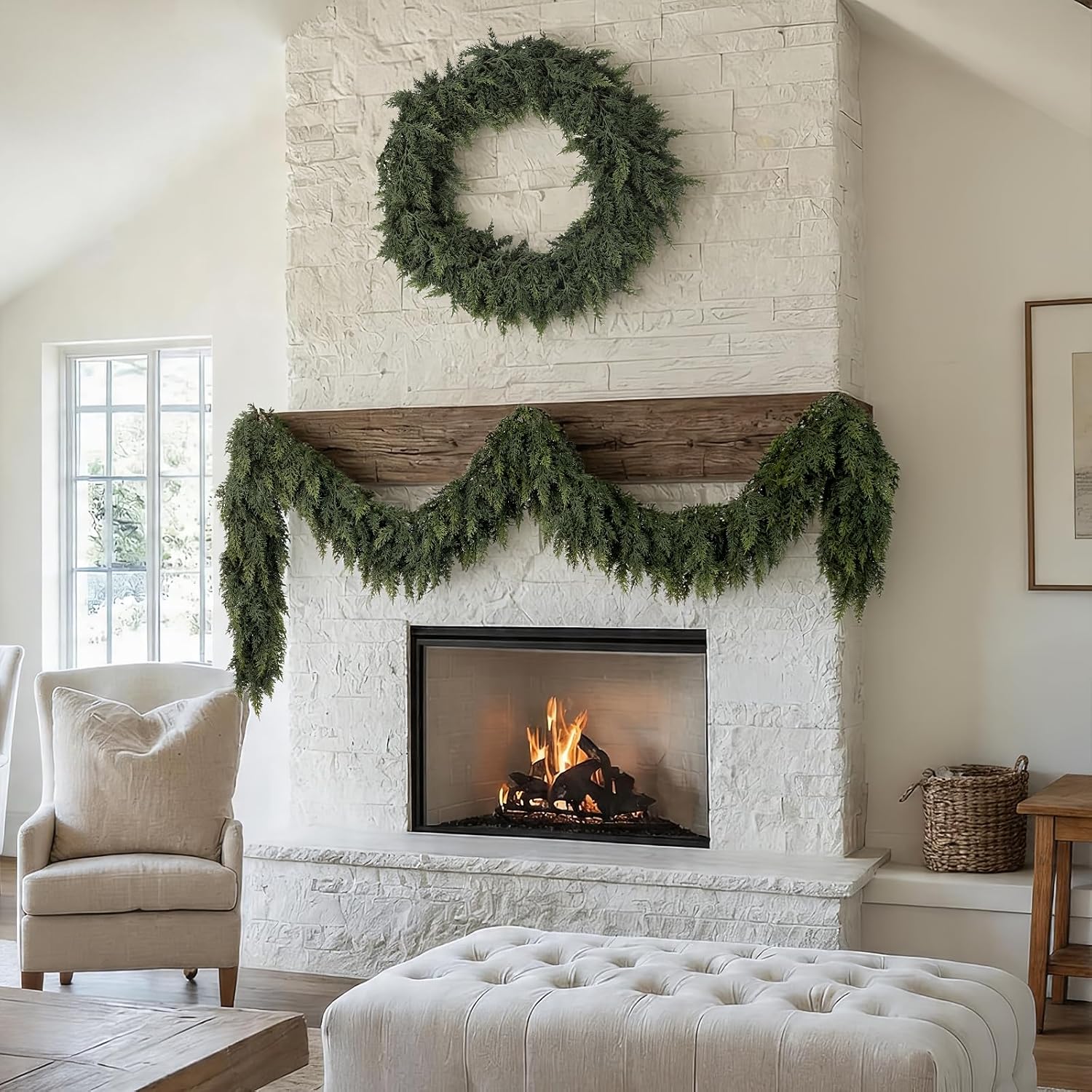 Lush Realistic Faux Cedar Garland (2x 9ft) for Xmas Decor - Image 2