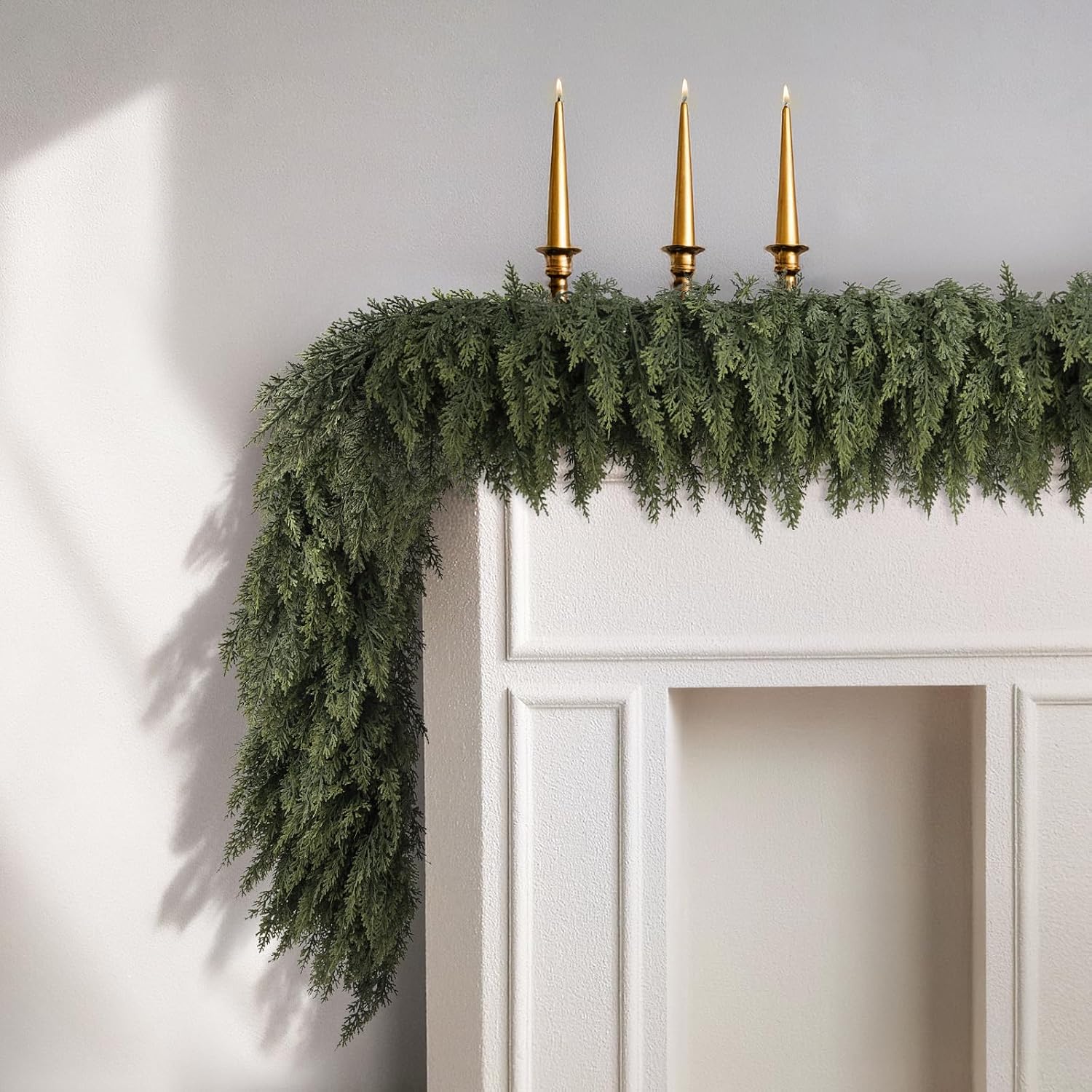 Lush Realistic Faux Cedar Garland (2x 9ft) for Xmas Decor - Image 4