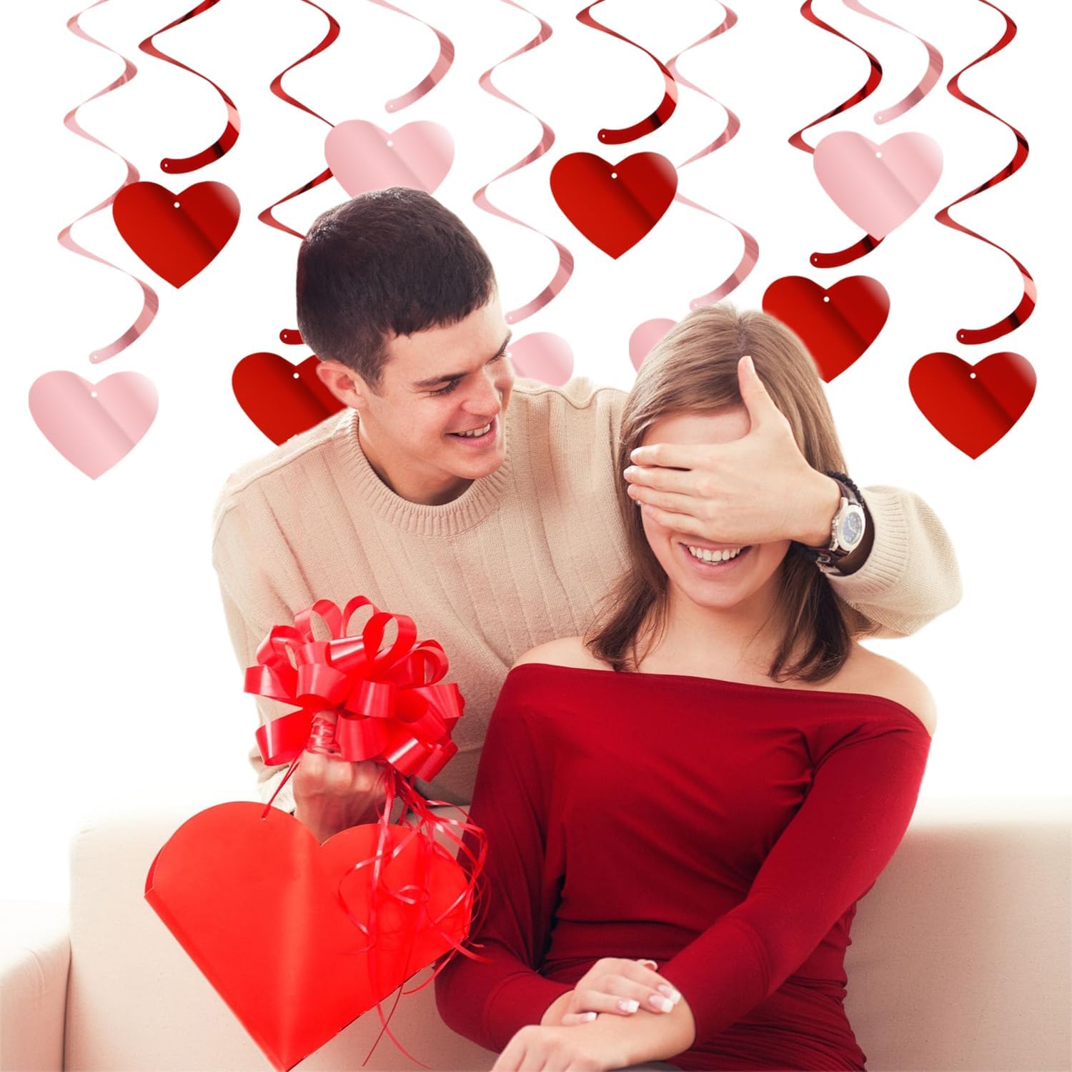 Romantic 18pc Red-Pink Heart Swirl Garland for Valentine's Day & Events - Image 6
