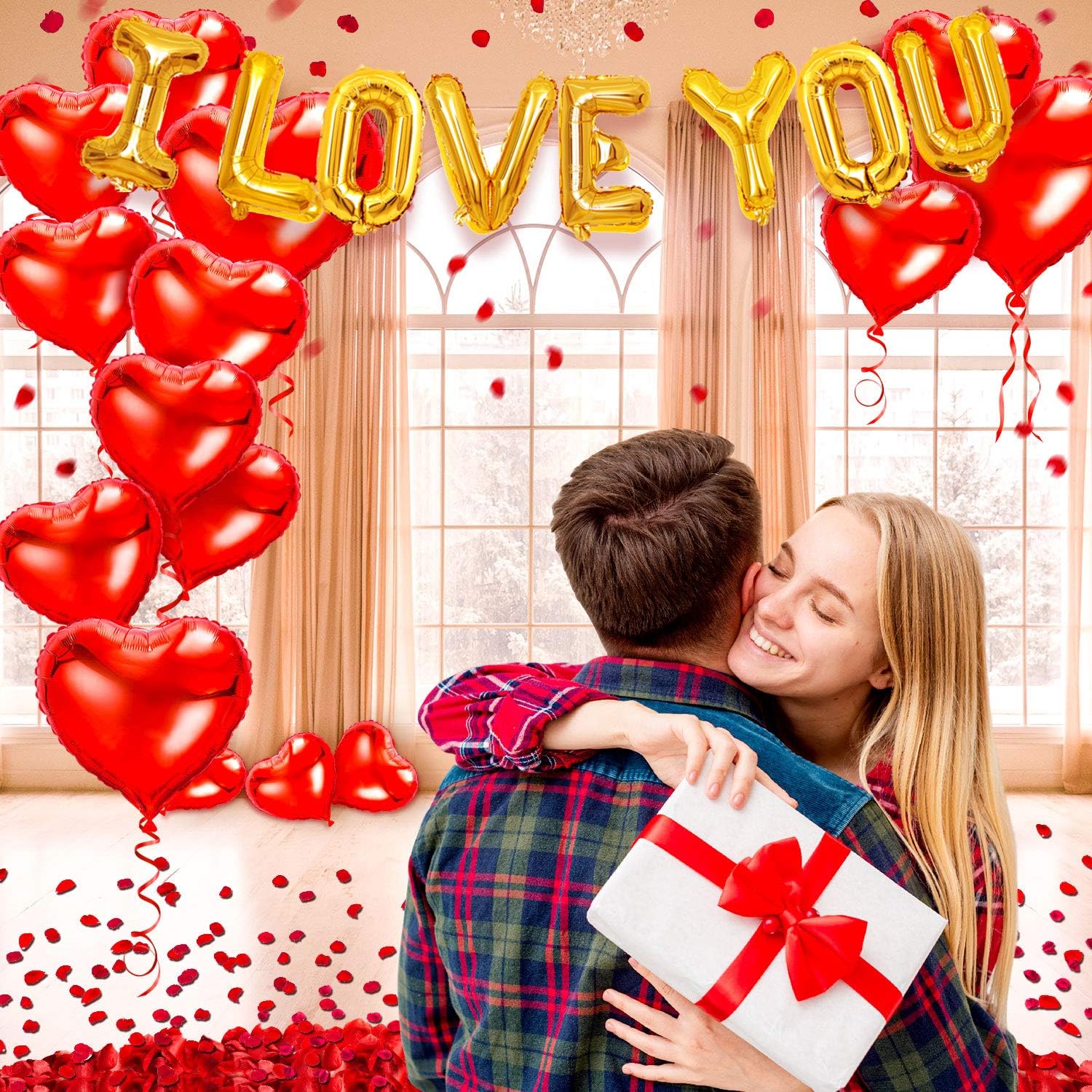 Valentine's Day I Love You Heart Balloon Kit & Rose Petals - Image 3