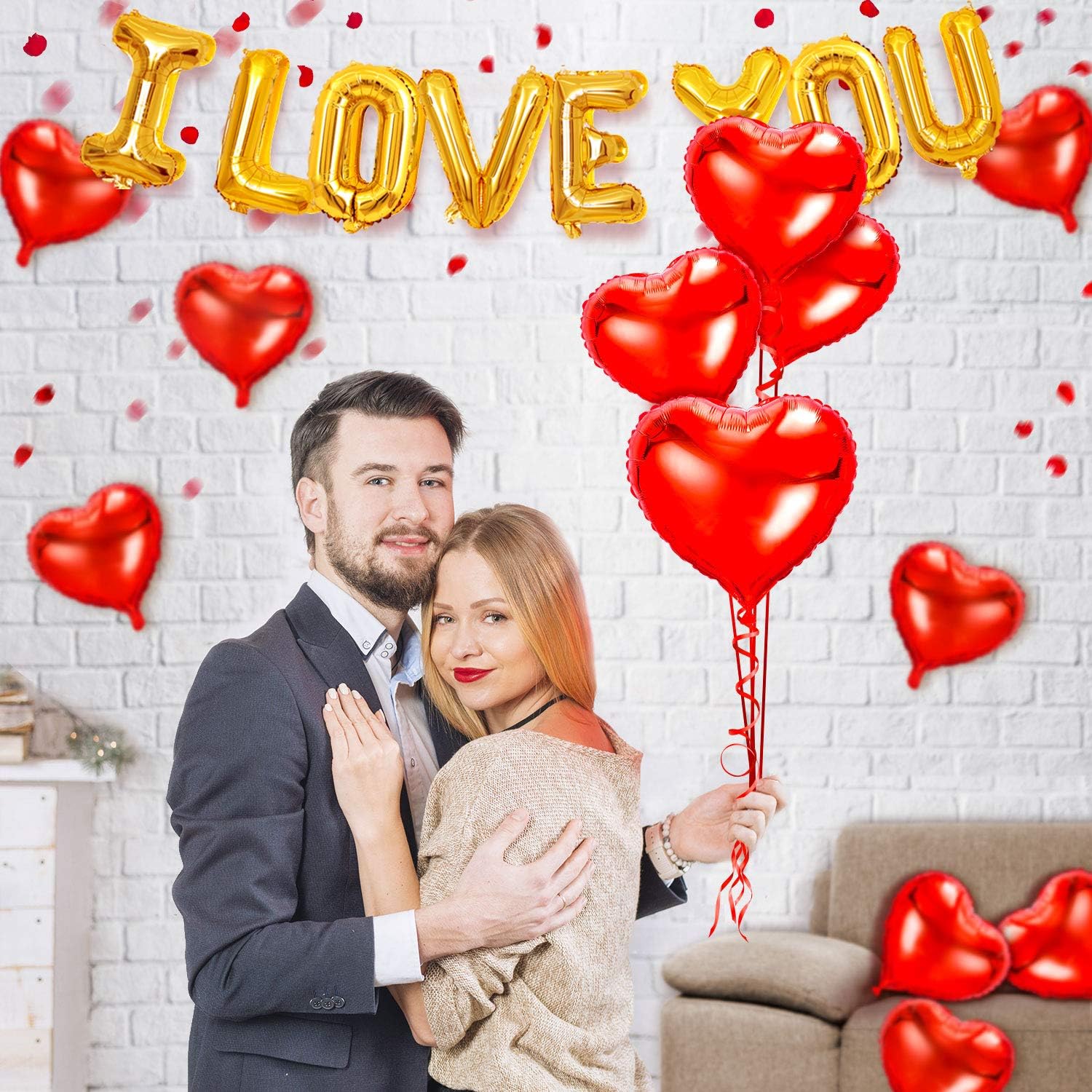 Valentine's Day I Love You Heart Balloon Kit & Rose Petals - Image 4