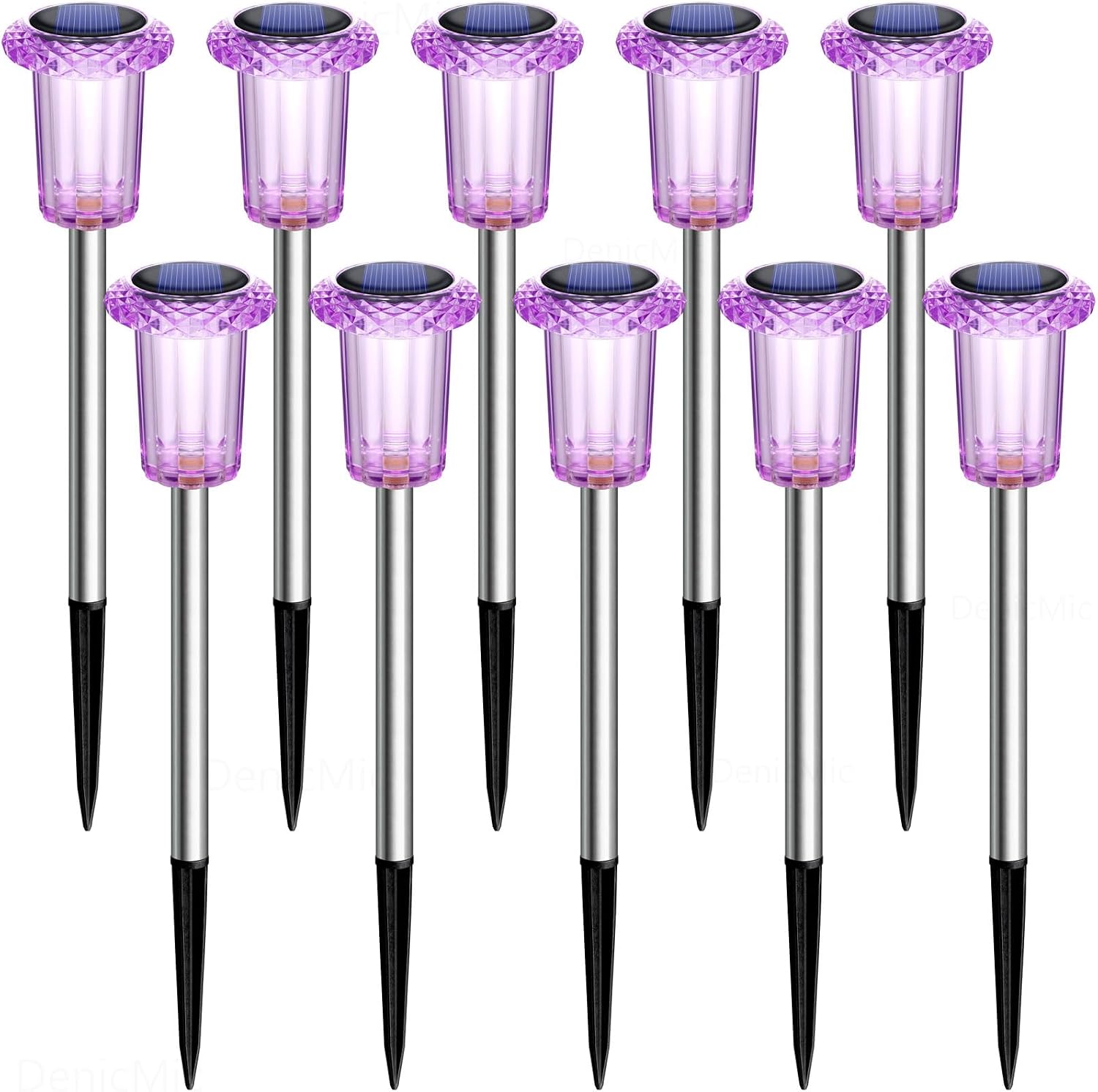 10-Pack Purple Solar LED Halloween Stake Lights - Outdoor, Waterproof, Auto On/Off - Image 4