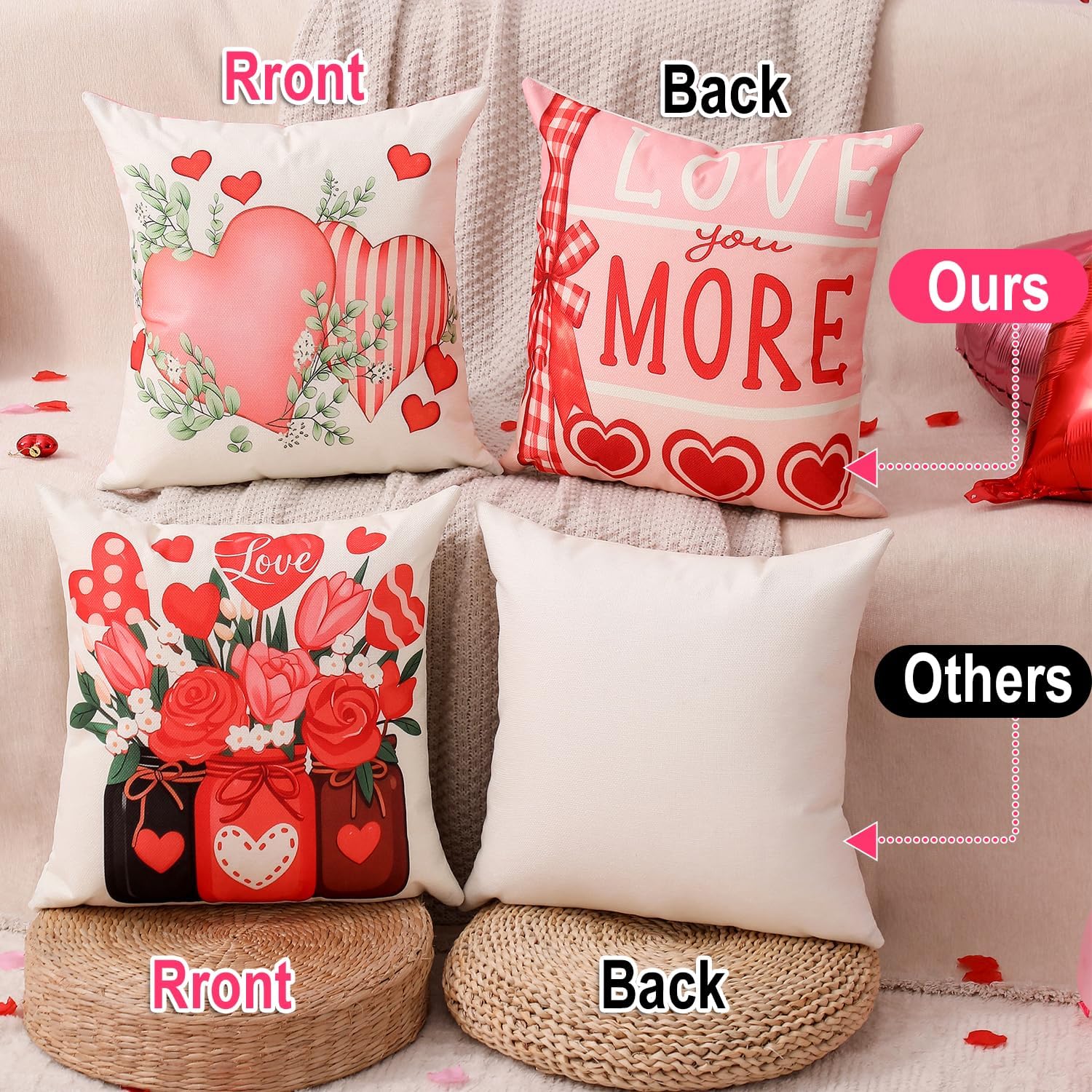 Valentine's Day Decor Kit: 4 Reversible 18" Pillow Covers, Balloons & Stickers. - Image 6