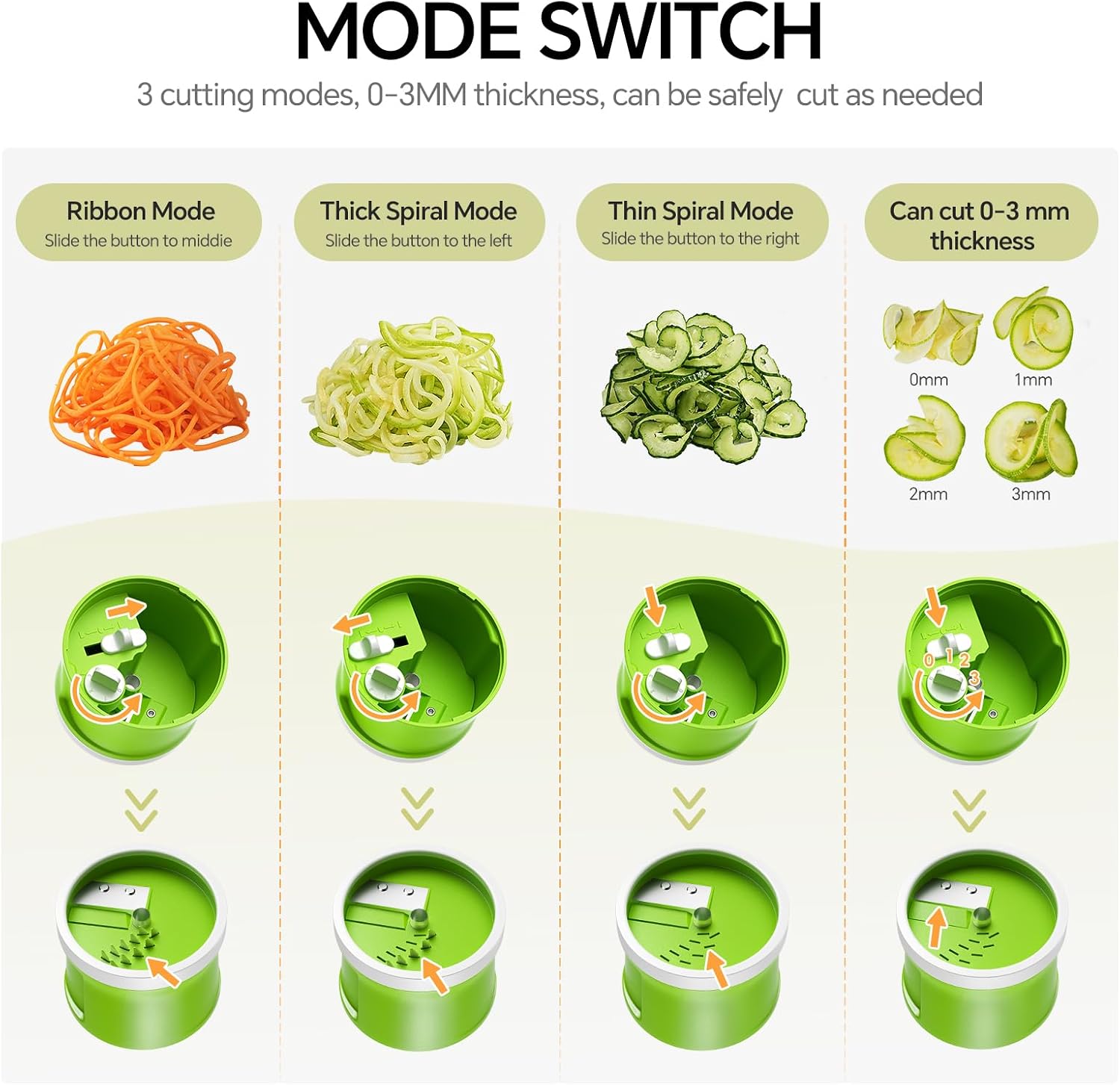 Green 4-in-1 Adjustable Veggie Noodle Slicer & Zoodle Maker - Image 2