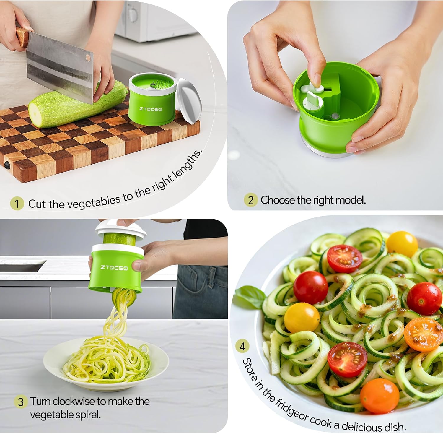 Green 4-in-1 Adjustable Veggie Noodle Slicer & Zoodle Maker - Image 5