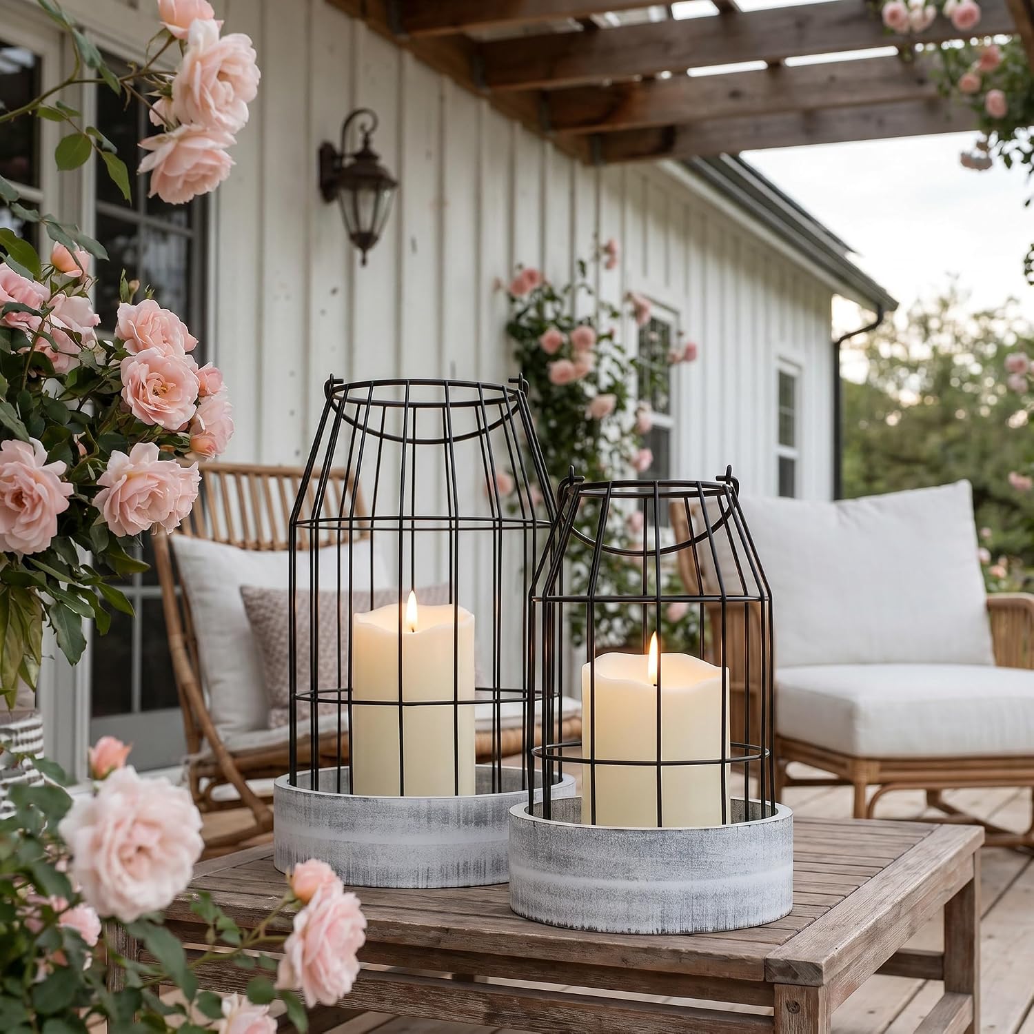 Stylish Modern Farmhouse Lanterns (2-Pack) for Home & Patio Decor - Image 2