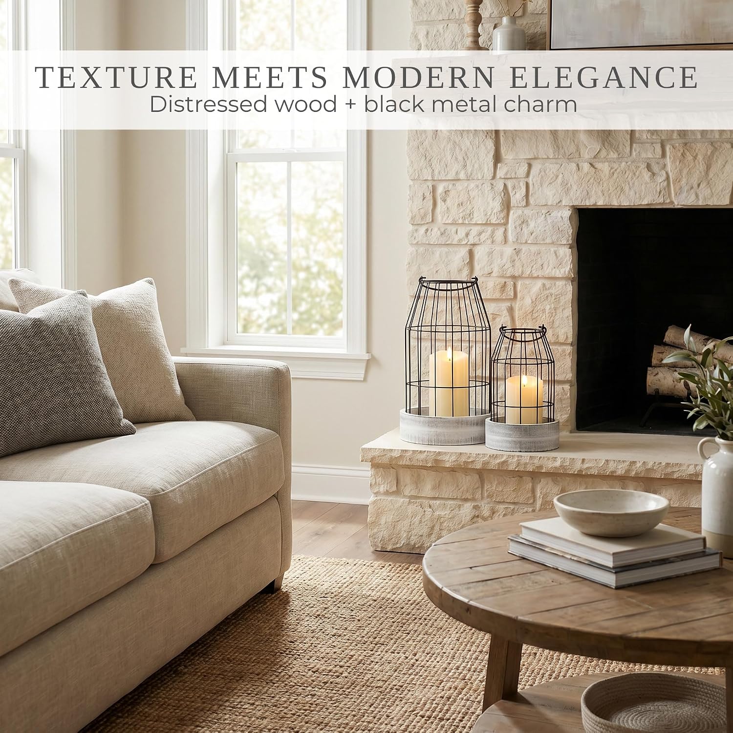 Stylish Modern Farmhouse Lanterns (2-Pack) for Home & Patio Decor - Image 5
