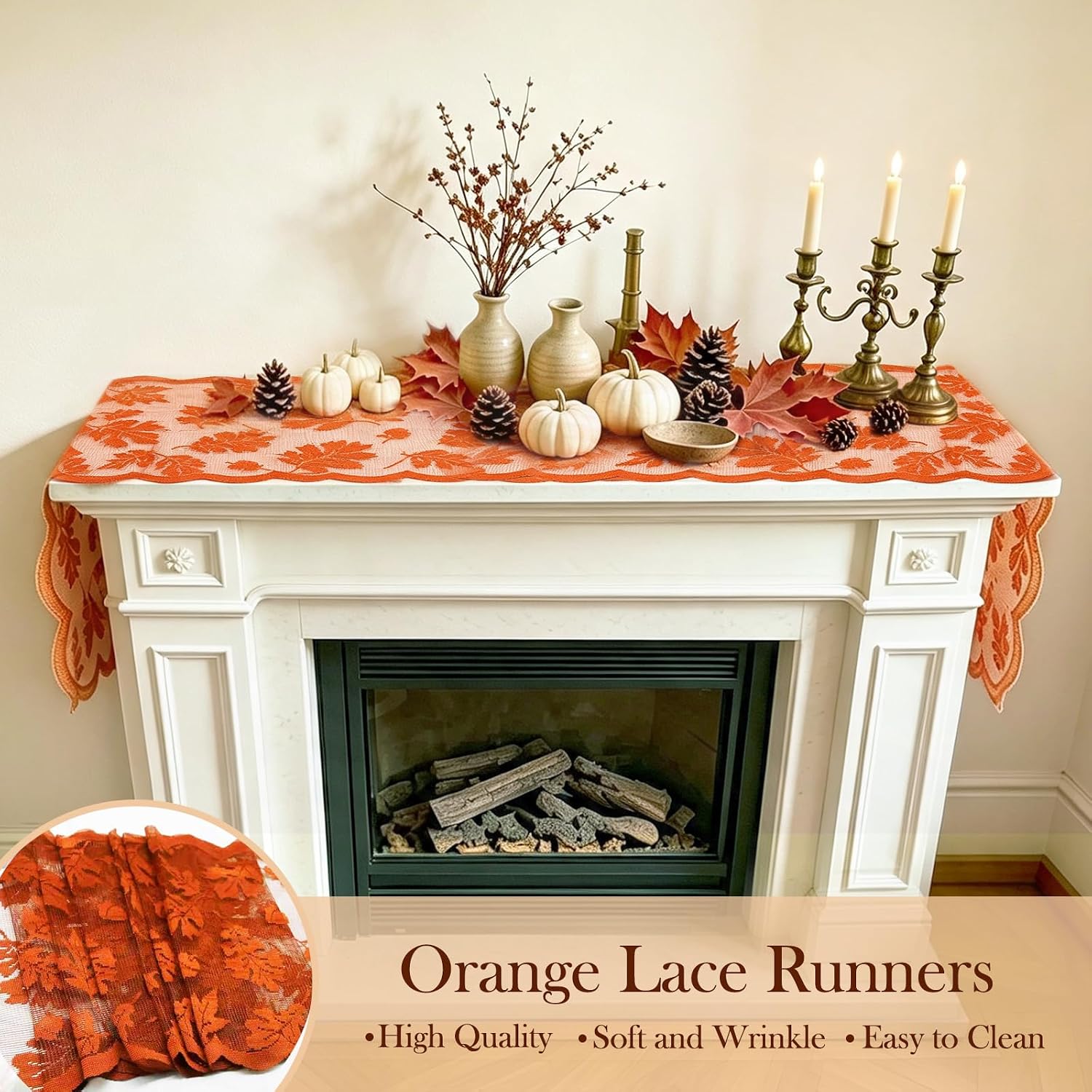 Autumn Maple Leaf Lace Table Runner for Fall & Thanksgiving Decor - Image 4