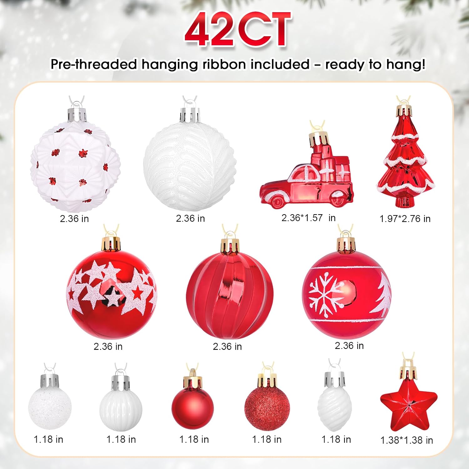 DeckTheHalls 42pc Red/White Shatterproof Christmas Balls Review - Image 2