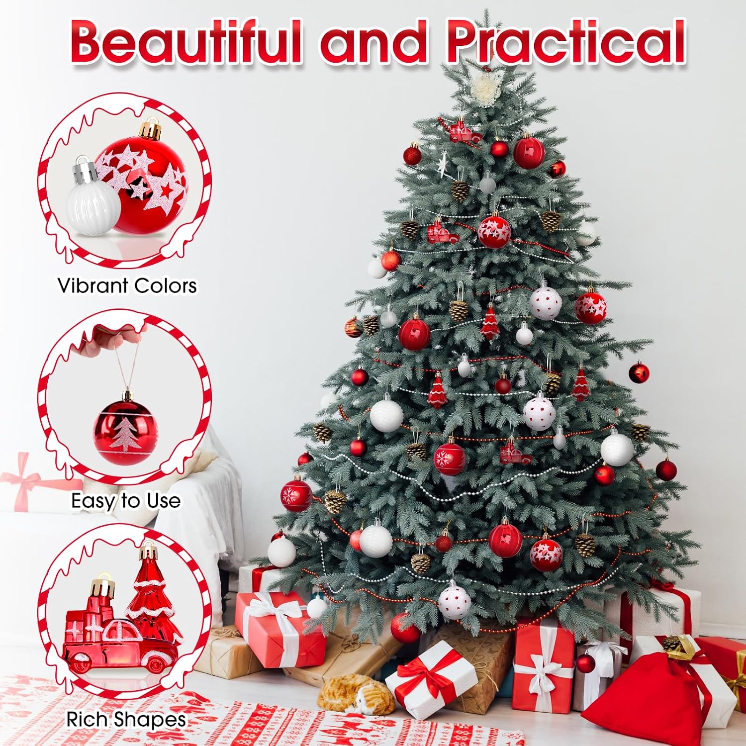 DeckTheHalls 42pc Red/White Shatterproof Christmas Balls Review - Image 4