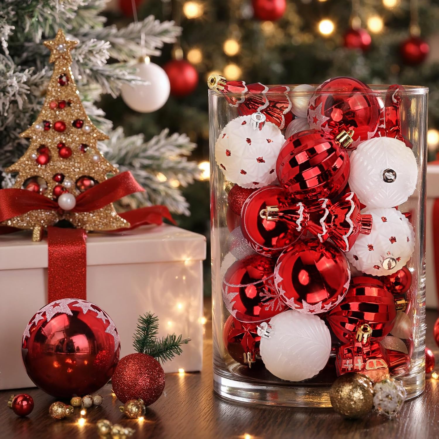 DeckTheHalls 42pc Red/White Shatterproof Christmas Balls Review - Image 5