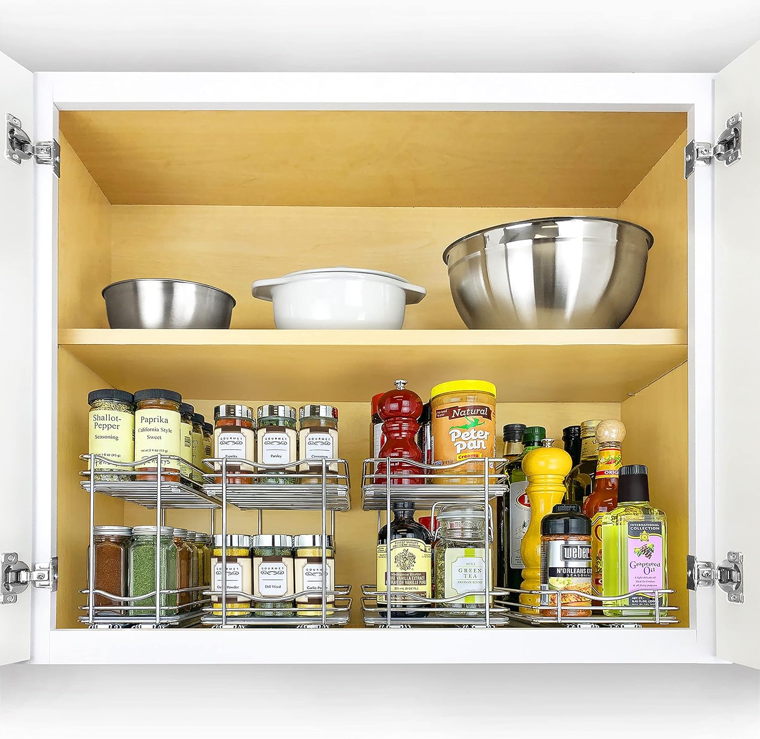 LYNK Professional 10-3/8" Pull-Out 2-Tier Chrome Cabinet Spice Rack - Image 7