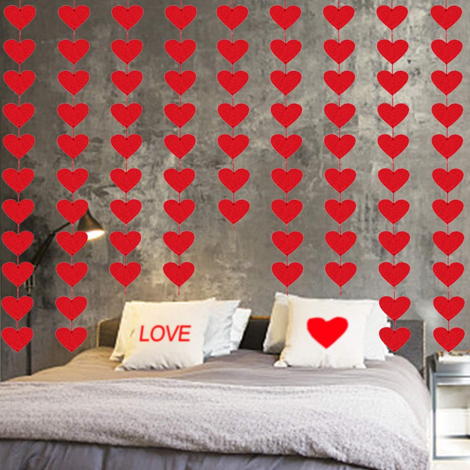 No DIY 72 Red Felt Hearts Garland - Valentine Wedding Party Decor - Image 3