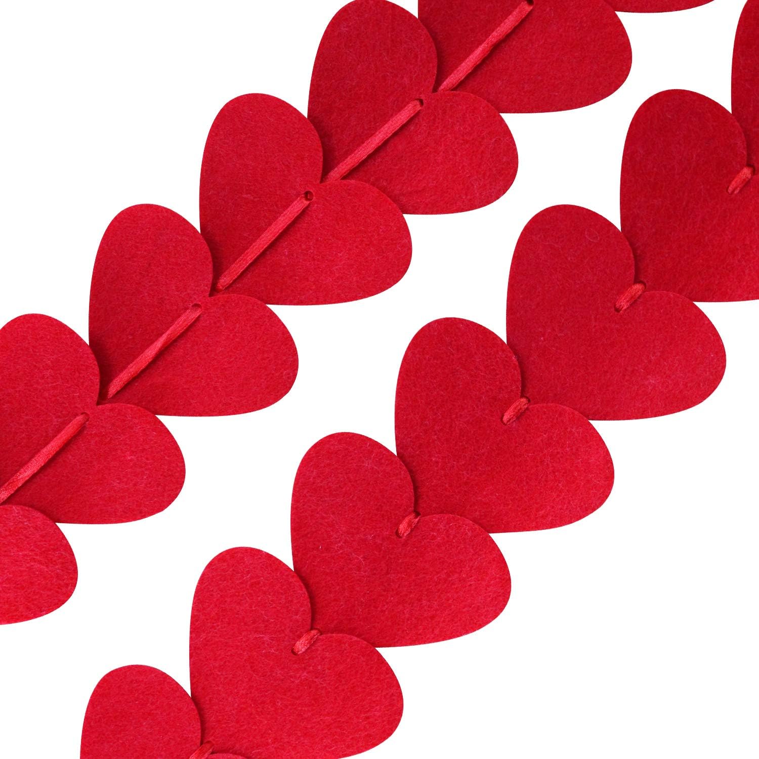 No DIY 72 Red Felt Hearts Garland - Valentine Wedding Party Decor - Image 5