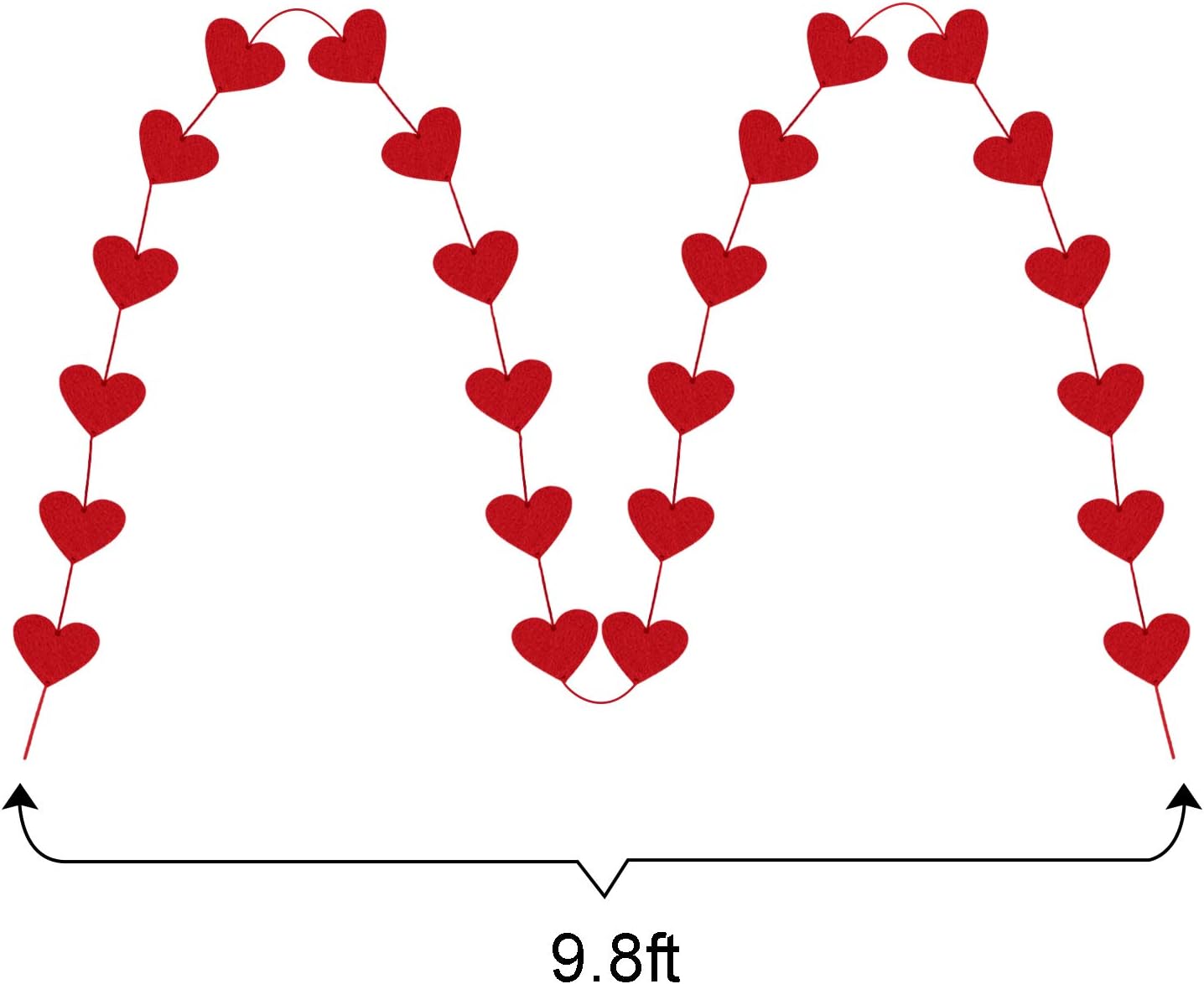 No DIY 72 Red Felt Hearts Garland - Valentine Wedding Party Decor - Image 7