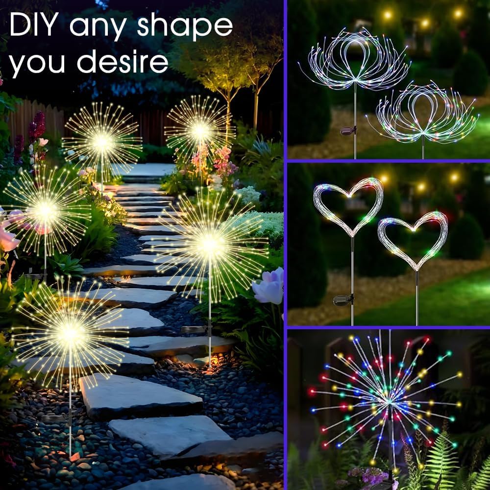 2-Pack 200 LED Solar Firework Garden Lights, Outdoor Waterproof with 8 Modes - Image 3