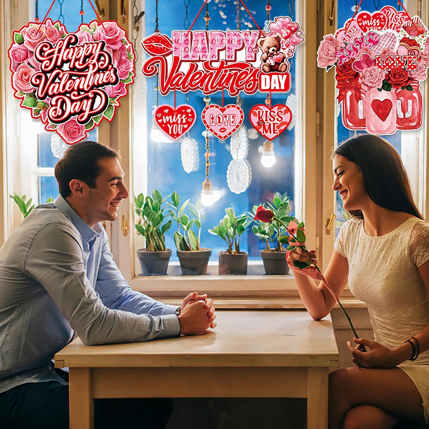 Pink-Red Valentine's Wall/Door Banners - 6pc Romantic Party Signs Decor - Image 3
