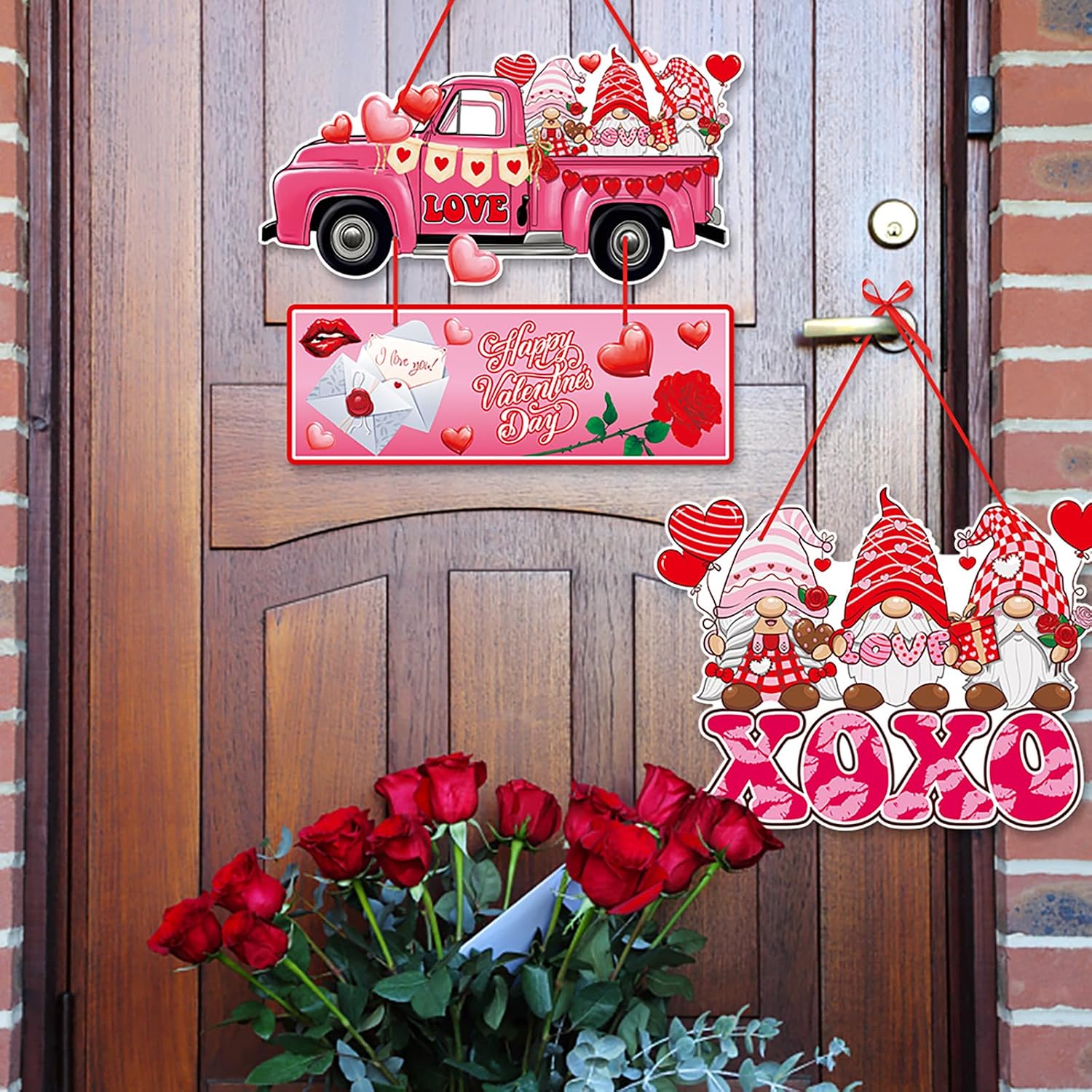 Pink-Red Valentine's Wall/Door Banners - 6pc Romantic Party Signs Decor - Image 4