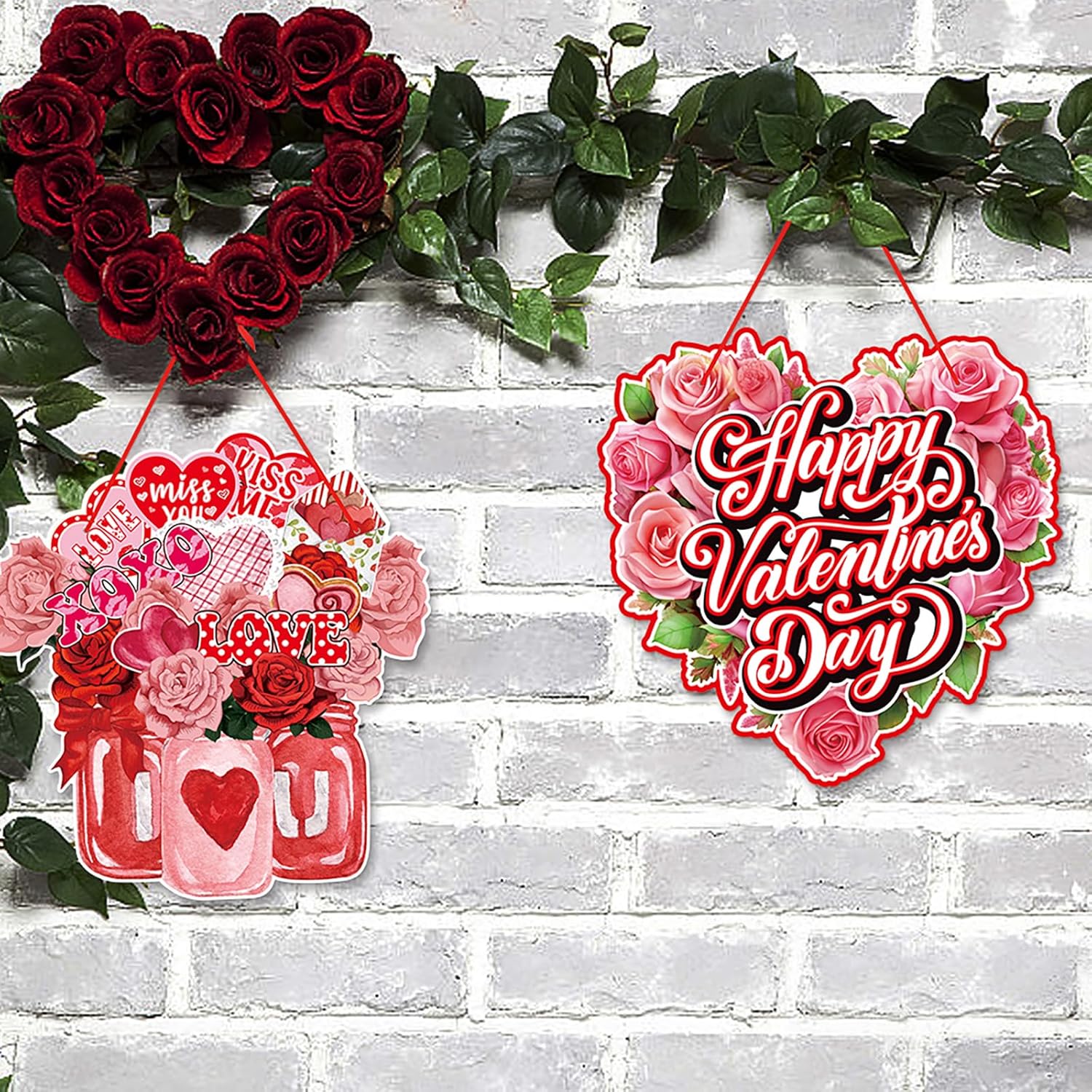 Pink-Red Valentine's Wall/Door Banners - 6pc Romantic Party Signs Decor - Image 5