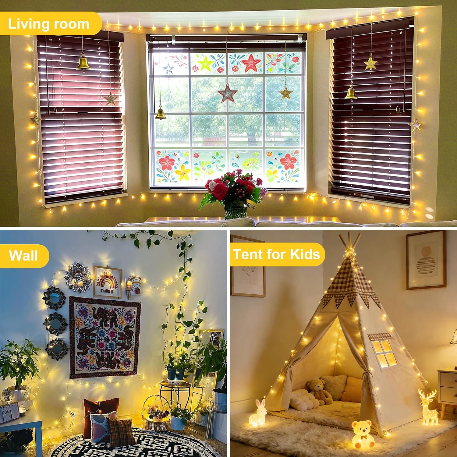 2x33ft 100 LED Warm White Battery String Lights w/ Remote, Indoor/Outdoor - Image 6