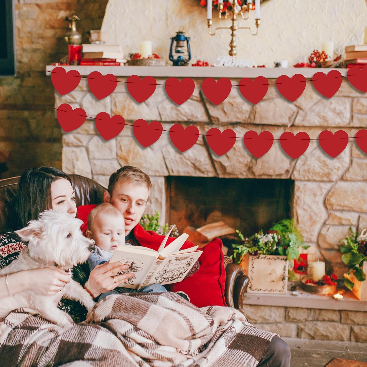 Valentines & Galentines Decor Kit: Banner, 40 Red Heart Garland, Backdrop. - Image 5