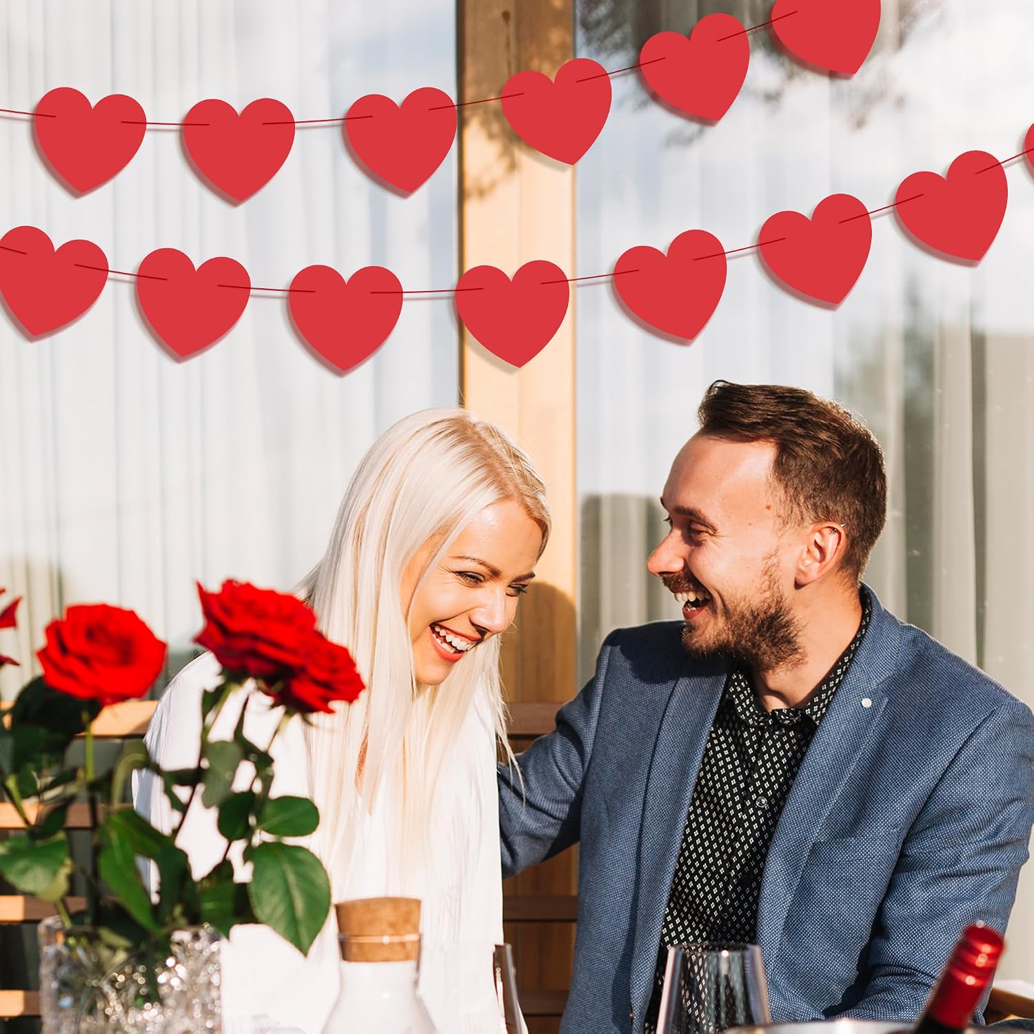 Valentines & Galentines Decor Kit: Banner, 40 Red Heart Garland, Backdrop. - Image 6