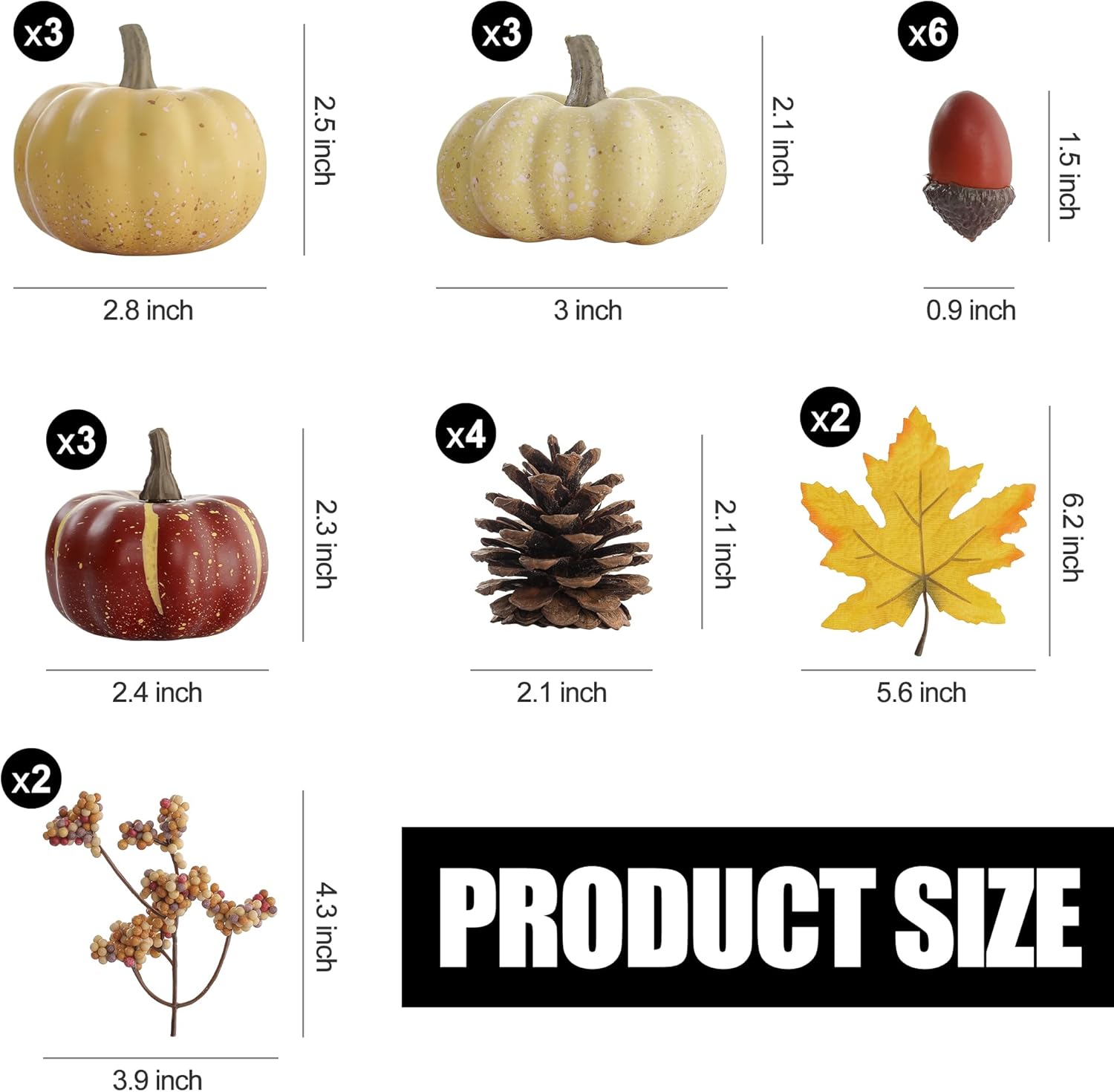Fall Home Decor Assortment: Pumpkins, Acorns, Pinecones, Berries & Leaves. - Image 2