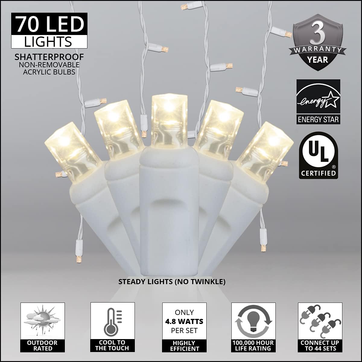 7ft Commercial Warm White LED Icicle Lights Review - Indoor/Outdoor - Image 2