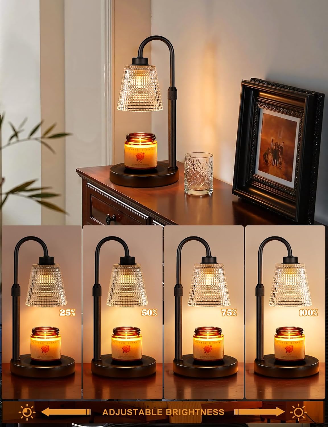 Dimmable & Adjustable Candle Warmer Lamp with Timer. Perfect Home Decor Gift. - Image 3