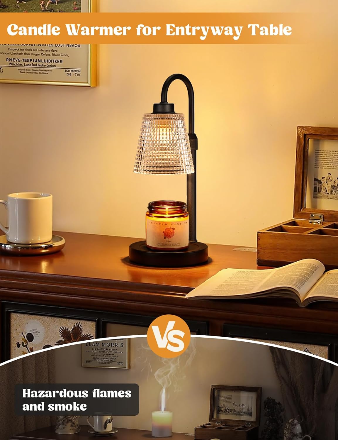 Dimmable & Adjustable Candle Warmer Lamp with Timer. Perfect Home Decor Gift. - Image 5