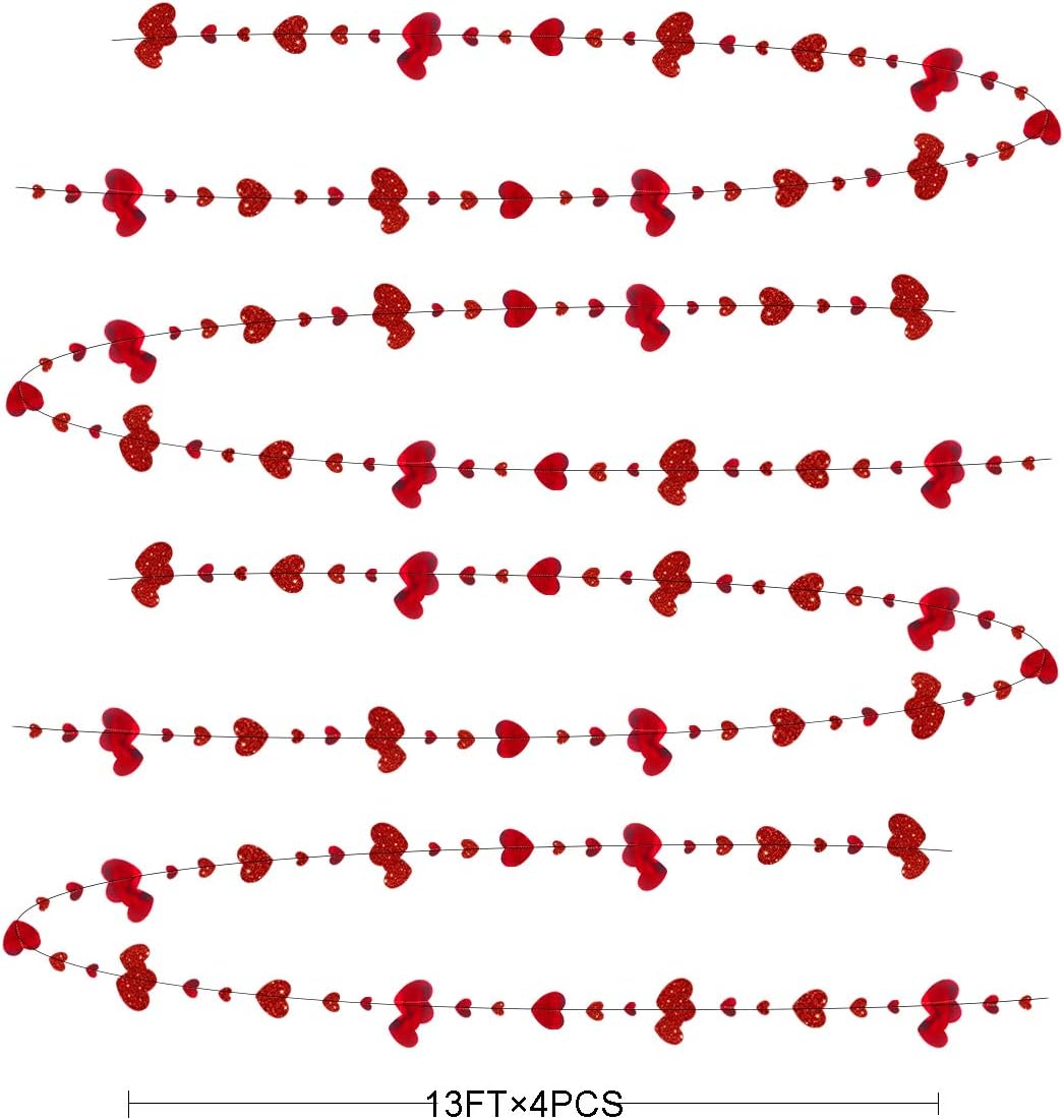 Sparkling Red Heart Garland for Valentine's & Celebration Decor Review - Image 2