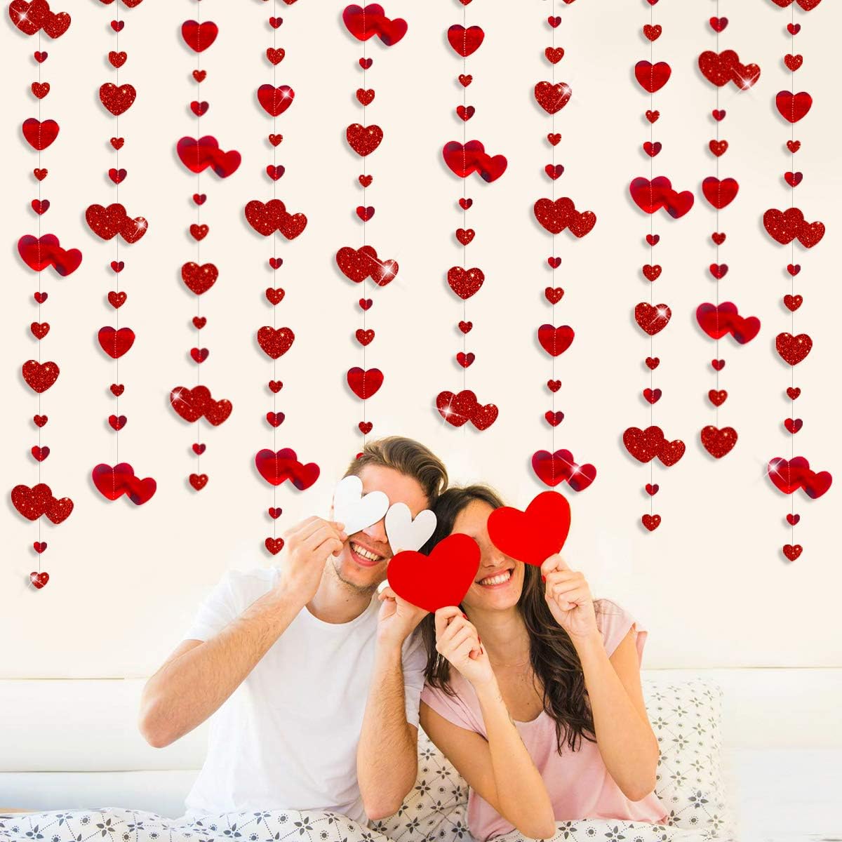Sparkling Red Heart Garland for Valentine's & Celebration Decor Review - Image 3