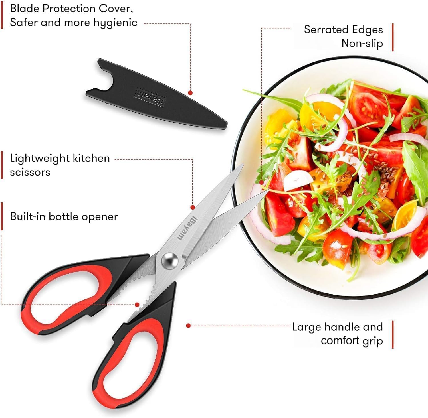 iBayam Review: 2-Pack Heavy Duty Kitchen Shears with Sheath. Ultra-Sharp, Comfort Grip. - Image 3