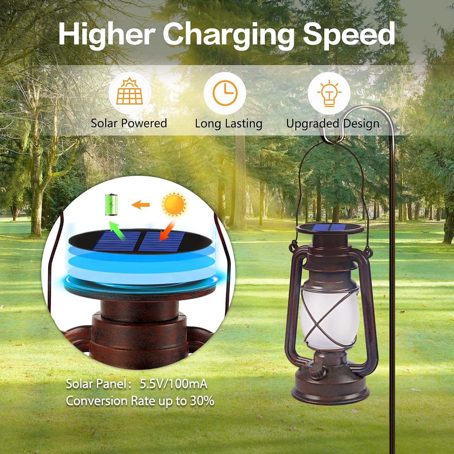 Vintage Bronze Solar Flickering Flame Lanterns (2-Pack) - Waterproof Outdoor LED - Image 4
