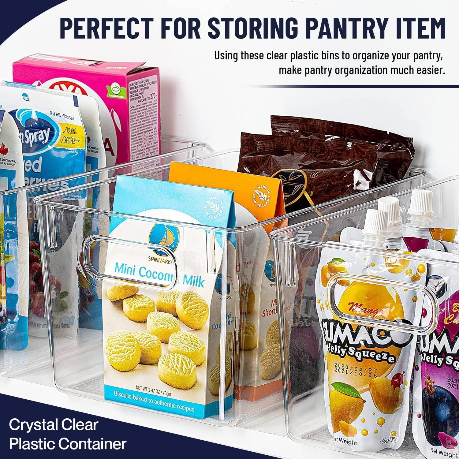 Clear Stackable Plastic Storage Bins with Lids for Kitchen & Pantry Organization. - Image 3