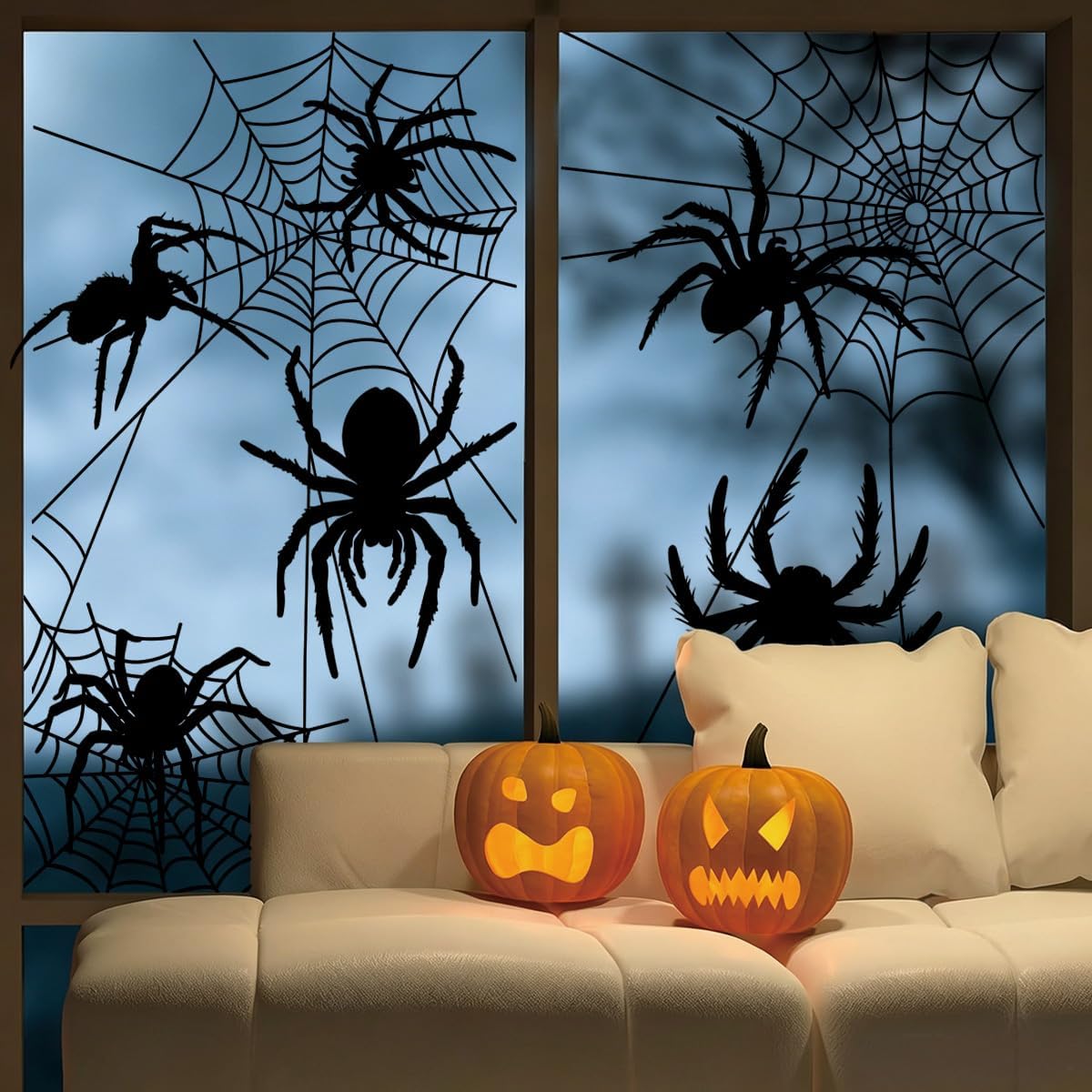 Reusable Static Halloween Spider Web Window Clings for Spooky Decor. - Image 2