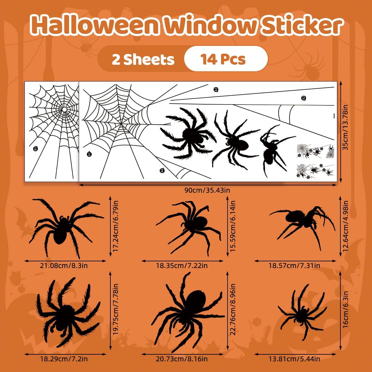 Reusable Static Halloween Spider Web Window Clings for Spooky Decor. - Image 4