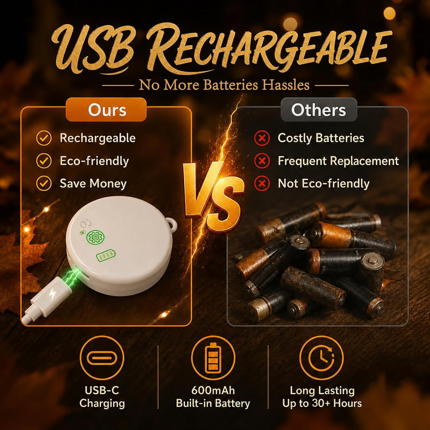 USB Rechargeable Fall Thanksgiving Lights, 3-Pack, Suction Cups, Timer - Image 8