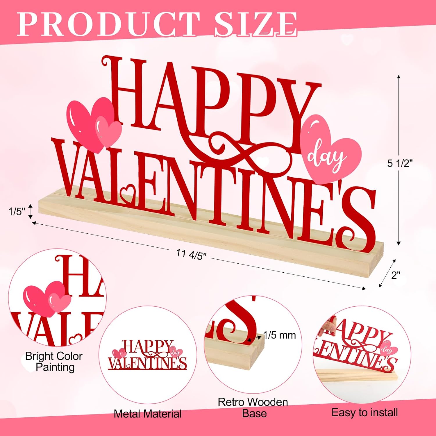 Metal Valentine's Day Heart Sign & Home Decor for Tabletop - Image 2