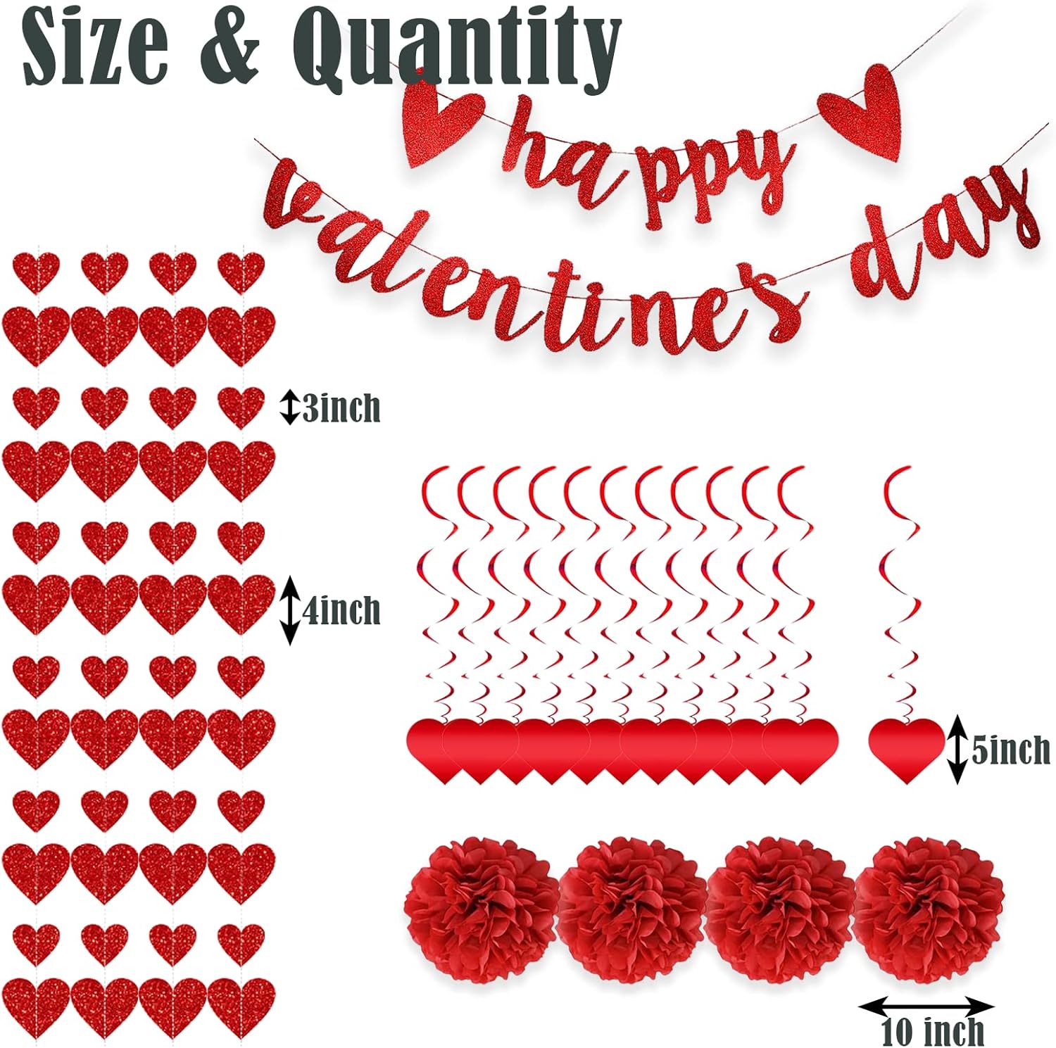 Red Valentine's Day Decor Set Review: 22pc Pre-Assembled Heart Swirls/Banner - Image 2