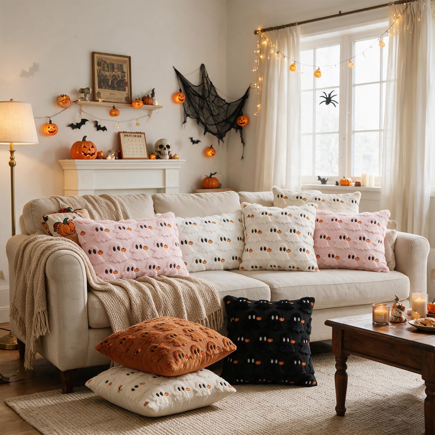 Review: Soft Faux Fur Ghost Pumpkin Halloween Pillows (Set of 2) - Image 5