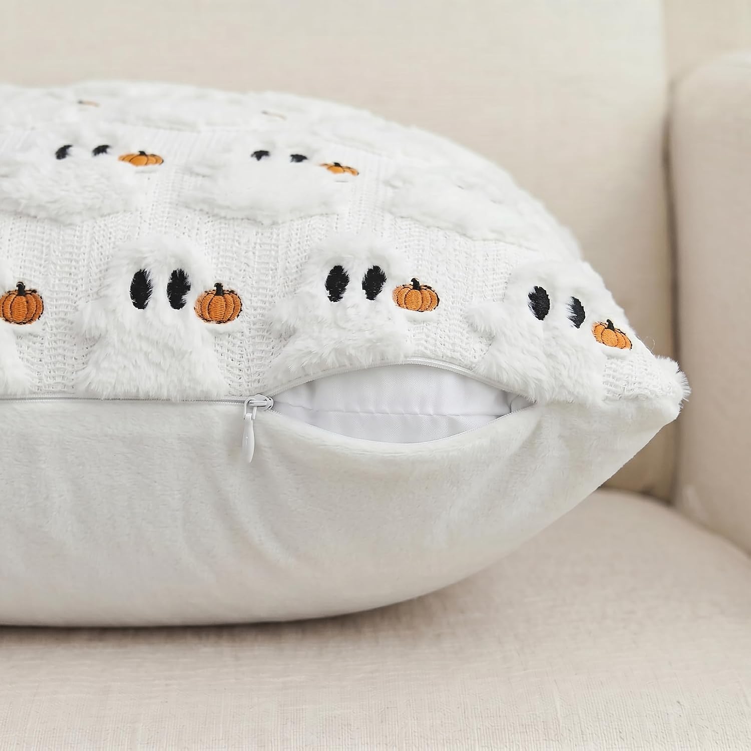 Review: Soft Faux Fur Ghost Pumpkin Halloween Pillows (Set of 2) - Image 7
