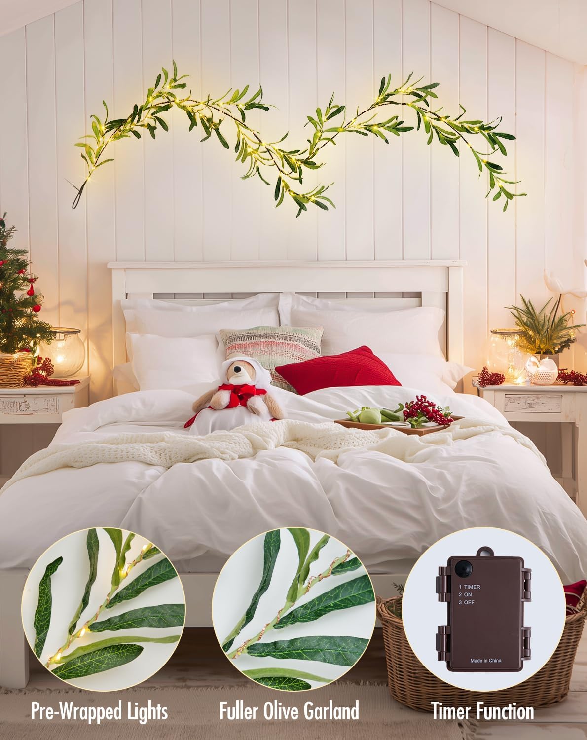 100 LED 6ft Battery Olive Garland Fairy Lights, Versatile Decor. - Image 7