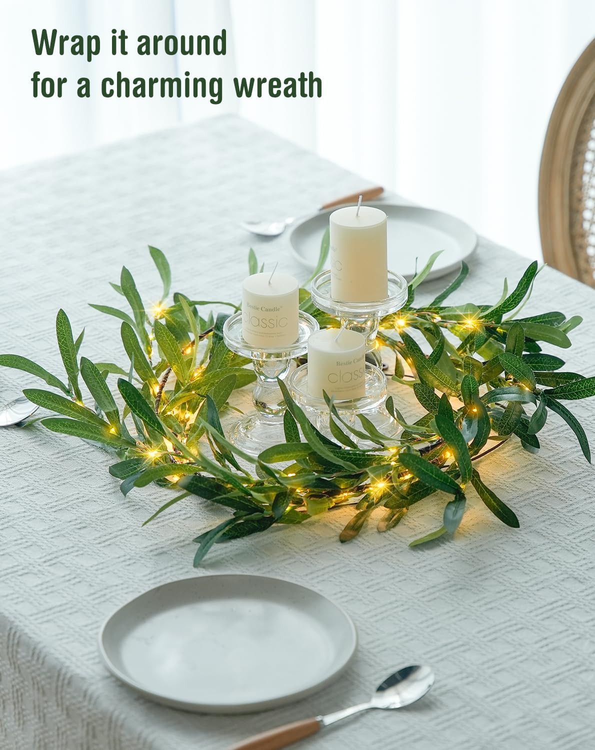 100 LED 6ft Battery Olive Garland Fairy Lights, Versatile Decor. - Image 8