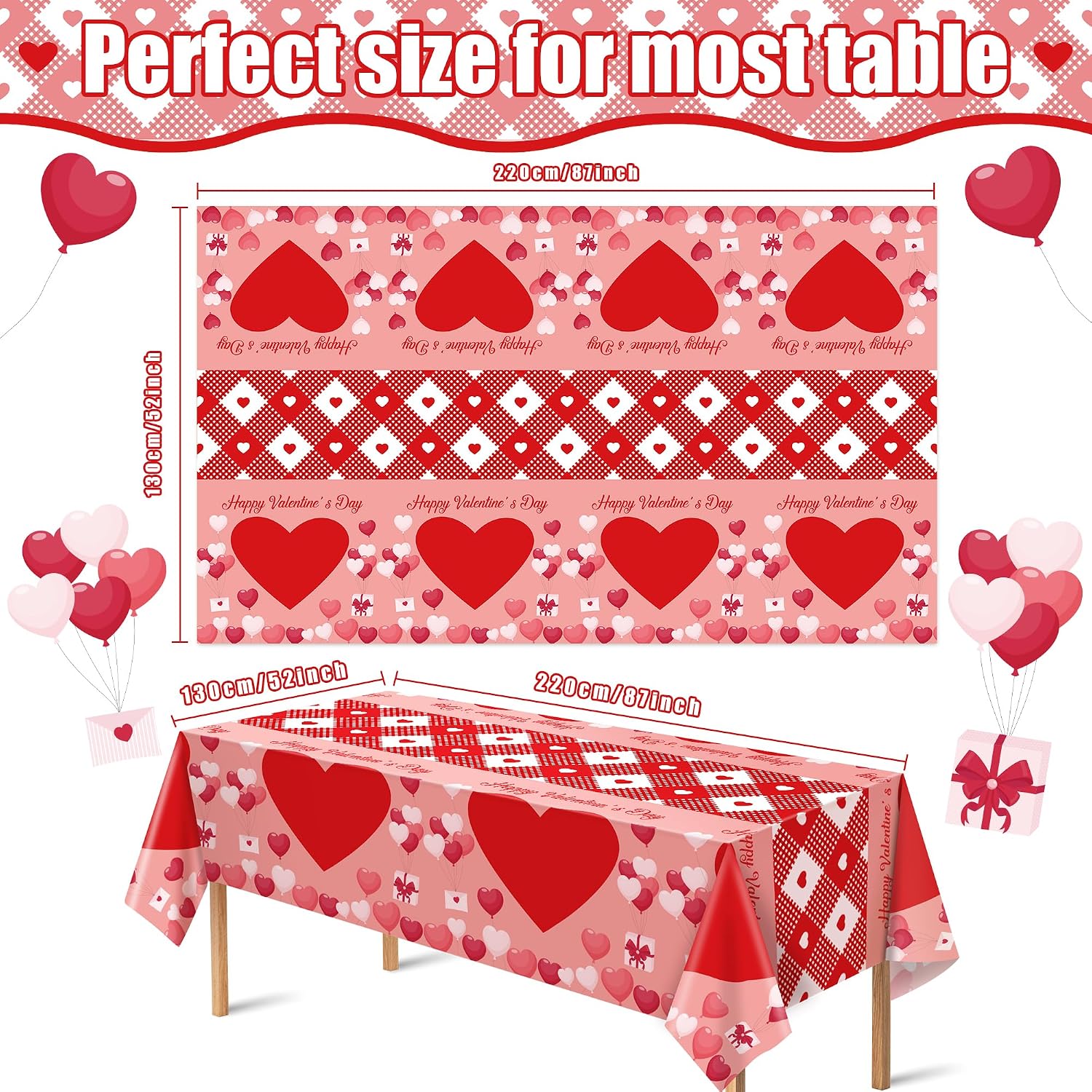 2-Pack Valentine's Day Party Decor: Disposable Tablecloth & Backdrop Banner - Image 2