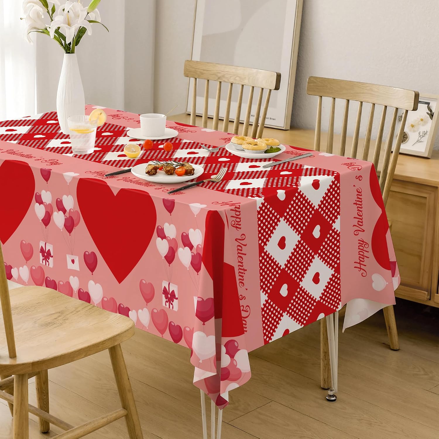 2-Pack Valentine's Day Party Decor: Disposable Tablecloth & Backdrop Banner - Image 4