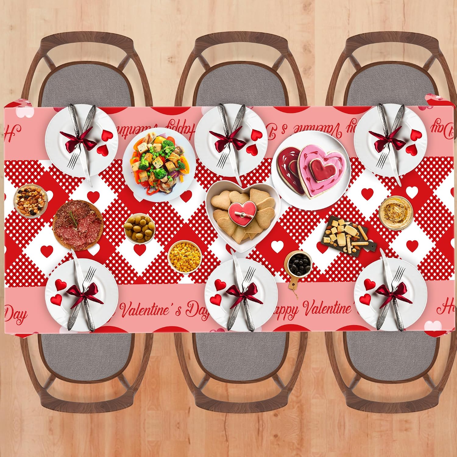 2-Pack Valentine's Day Party Decor: Disposable Tablecloth & Backdrop Banner - Image 5
