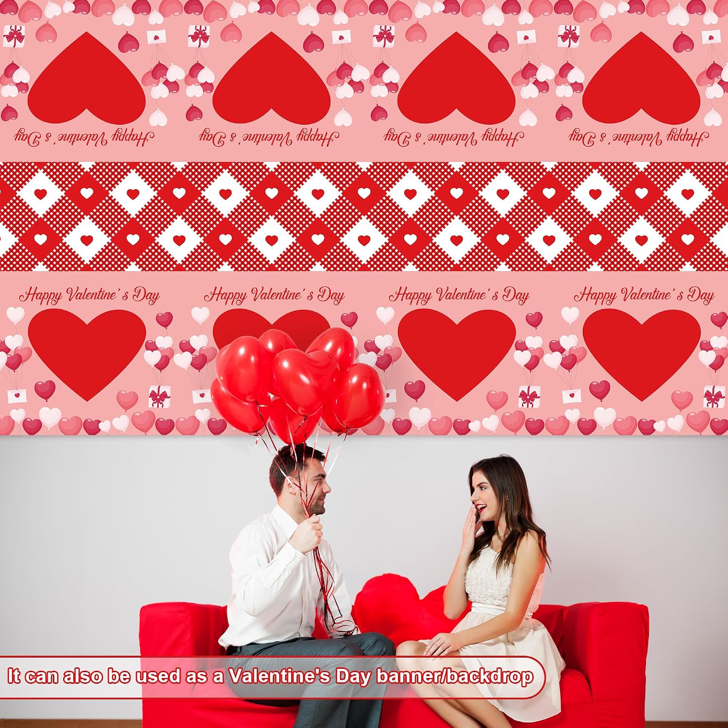 2-Pack Valentine's Day Party Decor: Disposable Tablecloth & Backdrop Banner - Image 6