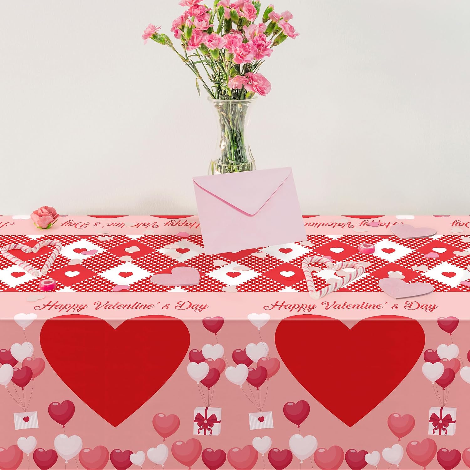 2-Pack Valentine's Day Party Decor: Disposable Tablecloth & Backdrop Banner - Image 7