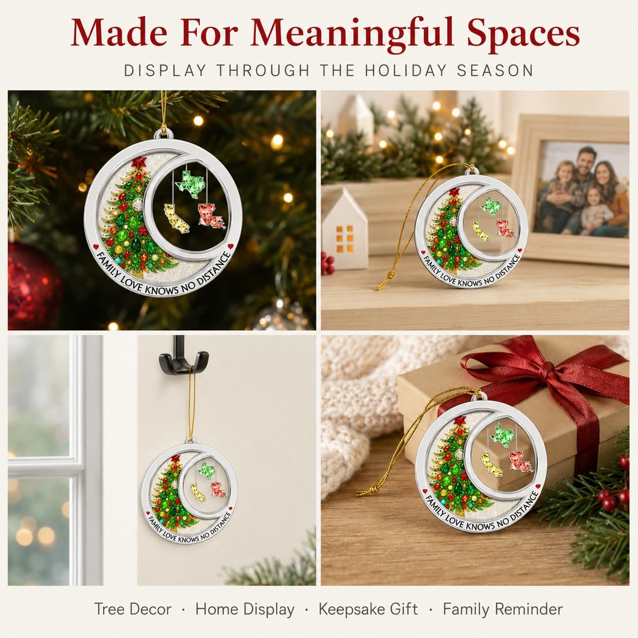 Personalized Acrylic Ornament: Family Love Knows No Distance Gift - Image 2